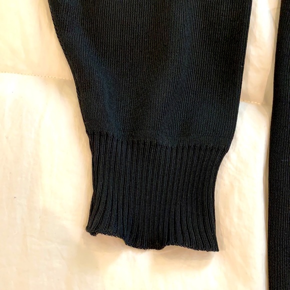 VTG Donna Karan Long Black Deep-V Woven Rayon Cardigan - Picture 9 of 11